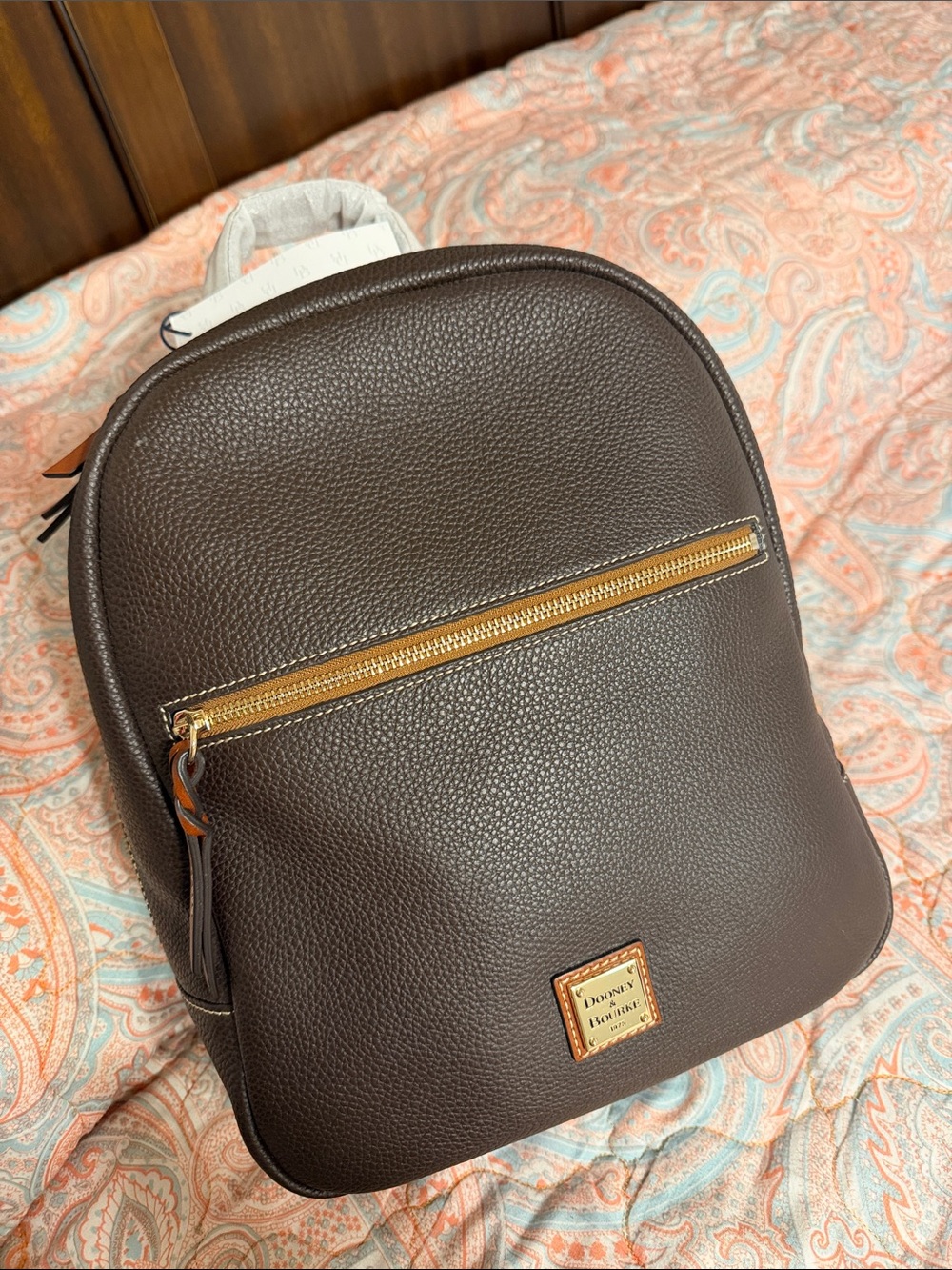 Dooney & Bourke Ronnie Dark Brown Pebble Small Leather Backpack